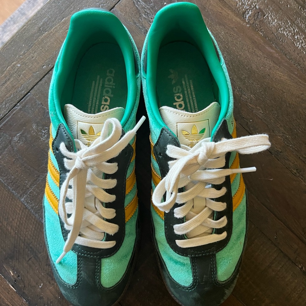 Adidas Samba Teal and Gold Sneakers - Picture 2 of 6